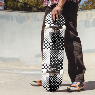 Black White Fashion Polka Dots Style Design Skateboard