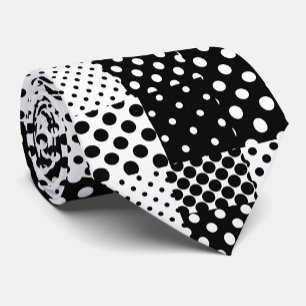 Black White Fashion Polka Dots Style Design Tie