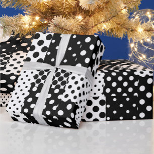 Black White Fashion Polka Dots Style Design Wrapping Paper