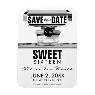 Black & White Fashion Sweet 16 SAVE THE DATE Magnet