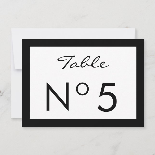 Black & White Fashion Sweet 16 TABLE NUMBER CARD (Front)