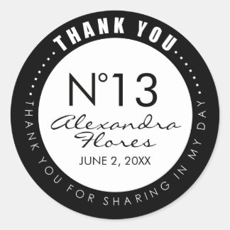 Black & White Fashion THANK YOU Sticker Label