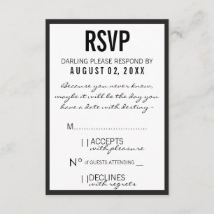 Black & White Fashion Theme Party RSVP Card