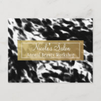 Black White & Faux Gold Chic Salon Event Postcard