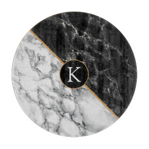 Black White Faux Marble Cutting Board Customisable