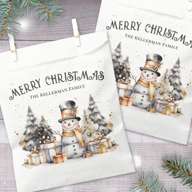 Black White Festive Winter Merry Christmas Favour Bags (Black White Festive Winter Merry Christmas Favor Bag)