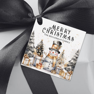 Black White Festive Winter Merry Christmas Favour Tags