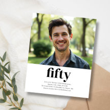 Black & White Fifty 50th Birthday Invitation