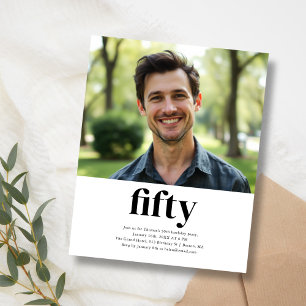 Black & White Fifty 50th Birthday Invitation