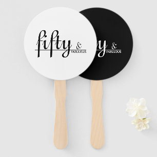 Black & White Fifty & FABULOUS Birthday Party Hand Fan
