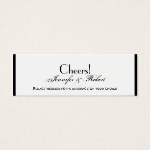 Black White Filigree Vintage Wedding Drink Ticket