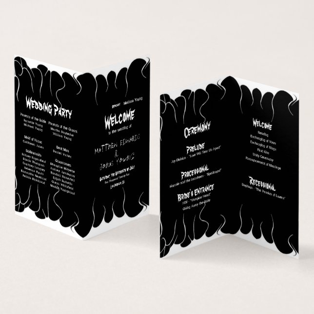 Black & White Fire Ceremony Program Wedding (Inside and Outside)