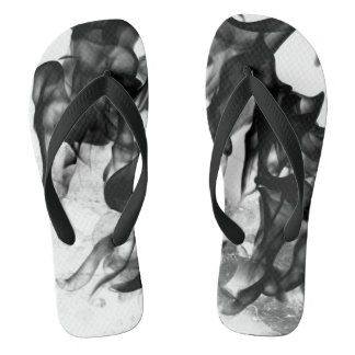Black White Fire Smoke Modern Flip Flops