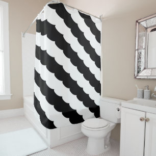 Black & White Fish Scale Print Shower Curtain