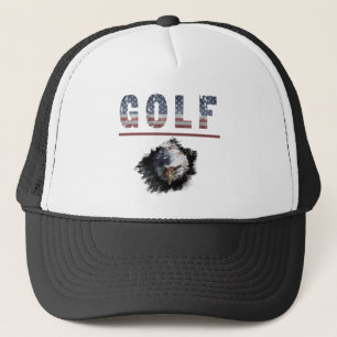 *~* Black White Flag USA Patriotic American GOLF Trucker Hat