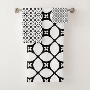 Black white Flake pattern  Bath Towel Set