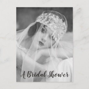 Black & White Flapper Style Bridal Shower Invite Postcard