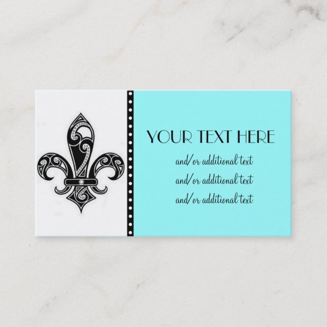 Black & White Fleur De Lis Business Card (Front)