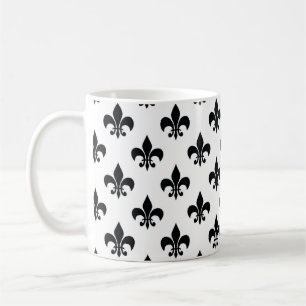 Black White Fleur-de-lis Coffee Mug