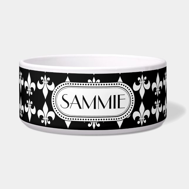 Black | White Fleur de Lis Monogram Pattern (Front)