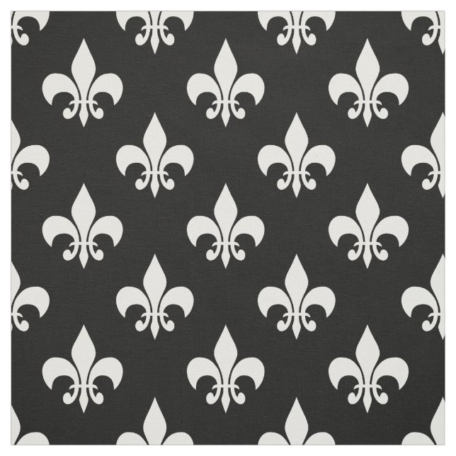  Black White Fleur-de-lis Textile Fabric (Swatch)