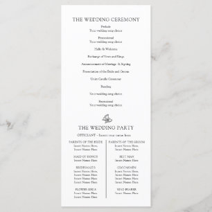 Black white fleur de lis wedding thanks programme