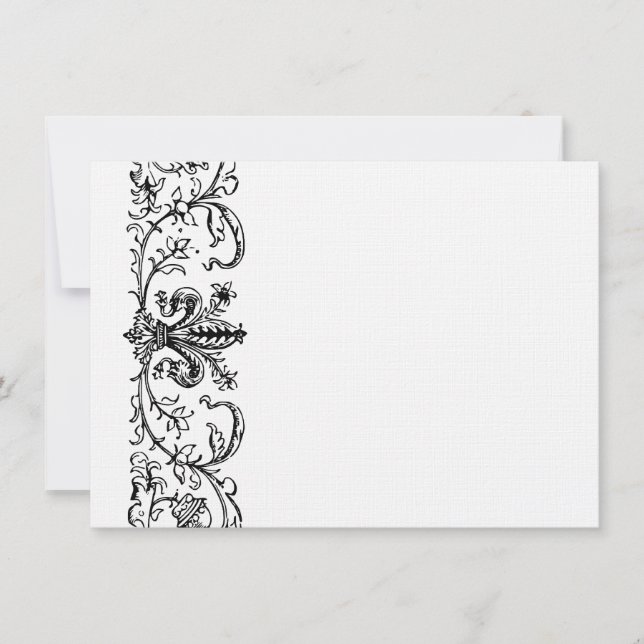 Black White Fleur Personalised Thank You Note Note Card (Front)
