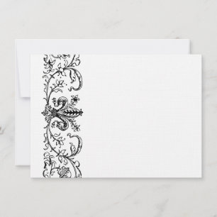 Black White Fleur Personalised Thank You Note Note Card