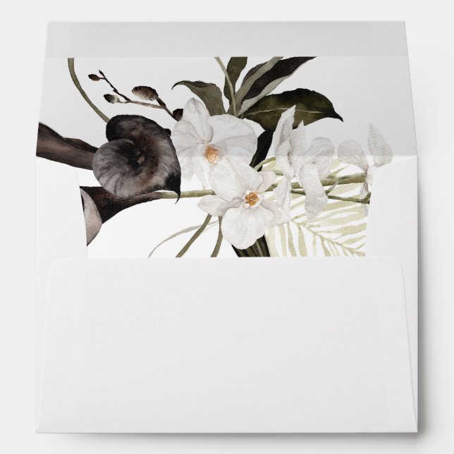 Black & White Floral 3 Envelope (Back (Bottom))