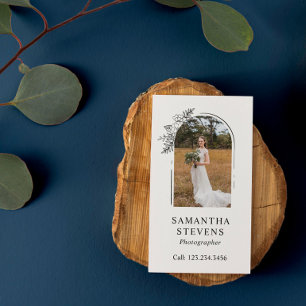 Black White Floral Arch Hand Drawn Photographer Business Card