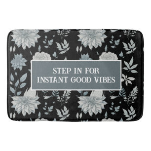 Black & White Floral Bath Mat