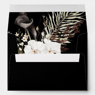 Black & White Floral - Black All Over Envelope