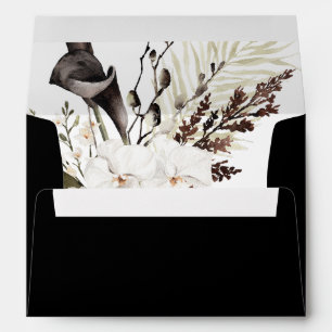 Black & White Floral - Black Envelope