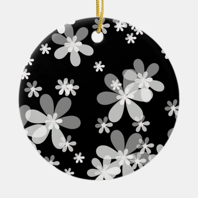 black white floral ceramic tree decoration (Front)