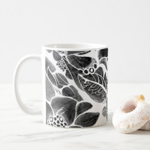 Black White floral Coffee Mug