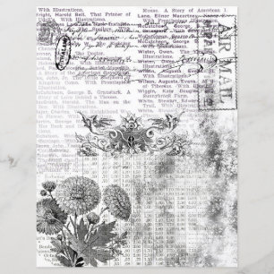Black & White Floral Collage Scrapbook Paper