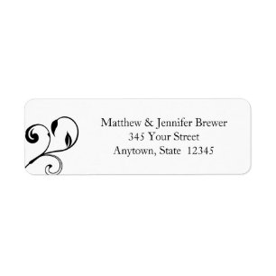 Black & White Floral Curls Envelope Address Labels