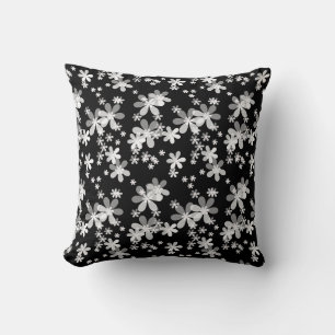 black white floral cushion