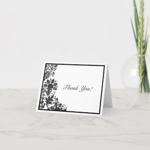 Black & White Floral Damask Custom Thank You Card