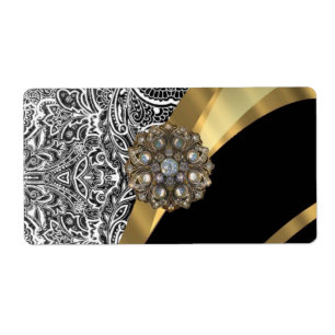 Black & white floral damask pattern