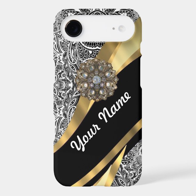 Black & white floral damask pattern Case-Mate samsung galaxy case (Back)