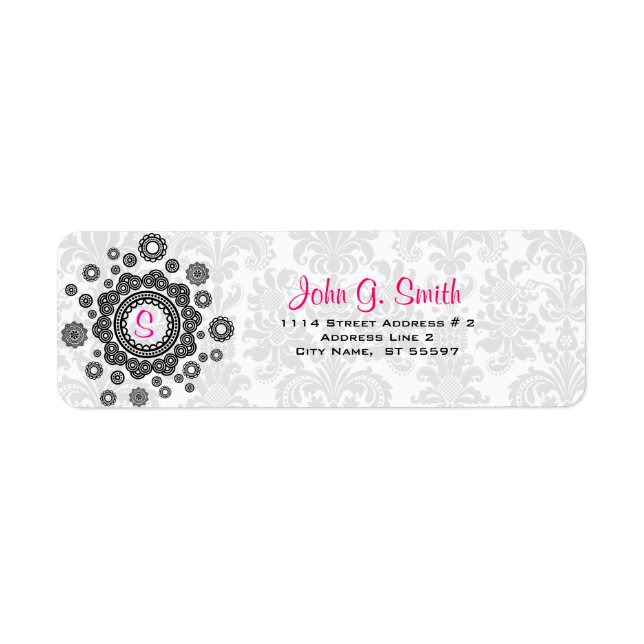 Black & White Floral Damask Pattern -Template 8 (Front)