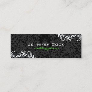 Black & White Floral Damasks 4 Wedding Planner Mini Business Card