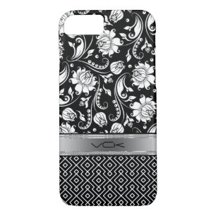 Black & White Floral Damasks & Geometric Pattern 2 iPhone 8/7 Case