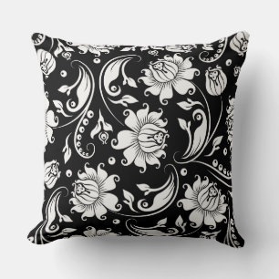 Black & White Floral Damasks Pattern Cushion