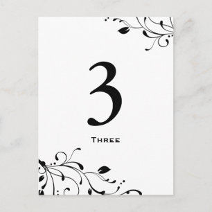Black & White Floral Decal Table Number Card