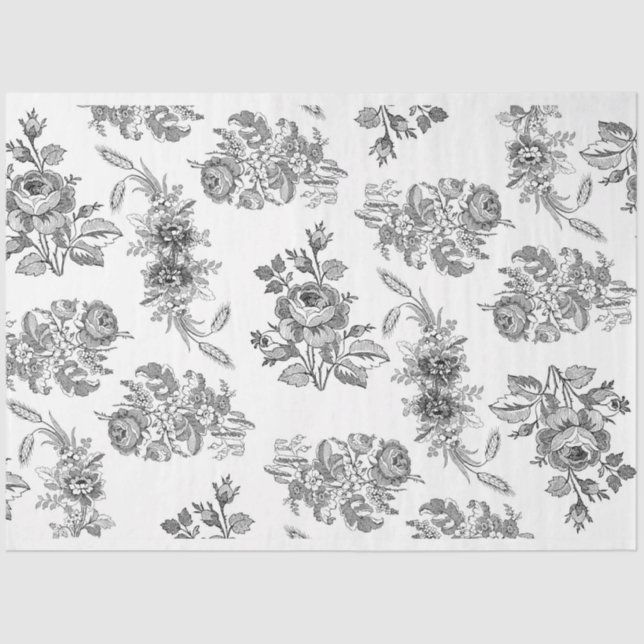 Black & White Floral Decoupage sheet (Front)