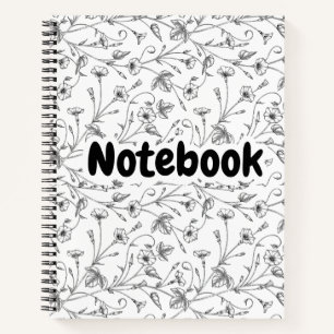 Black & White Floral Doodle Notebook