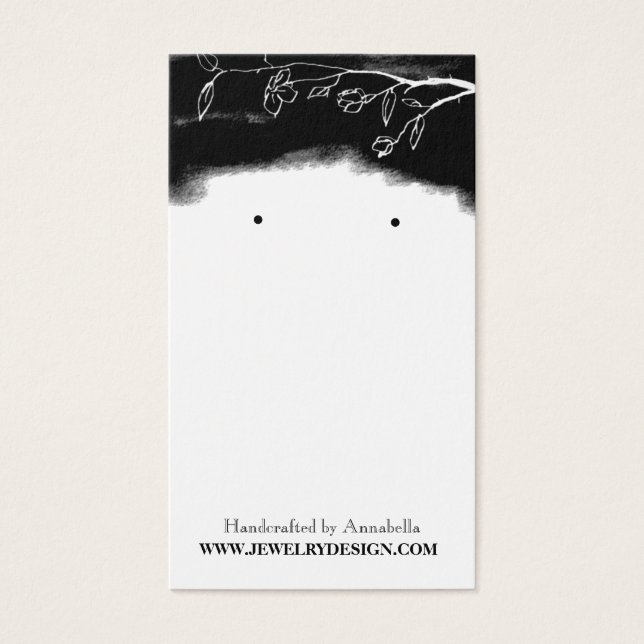 Black White Floral Earring Holder Custom Jewellery (Front)