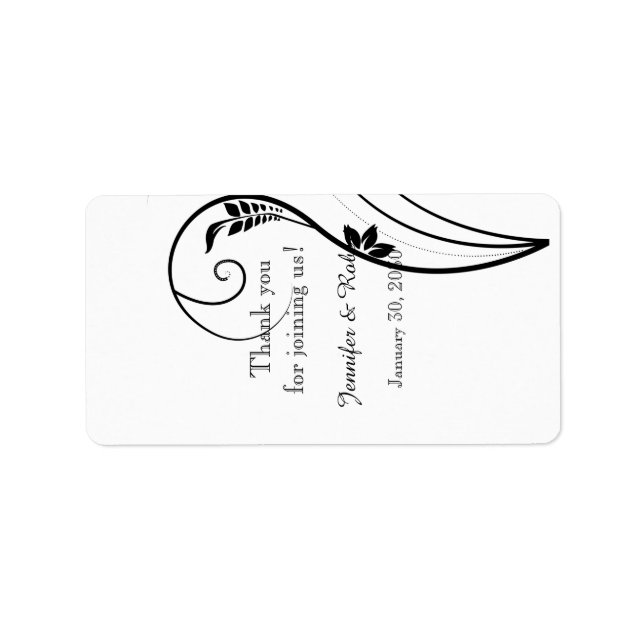 Black White Floral Elegance Wedding Lip Balm Label (Front)